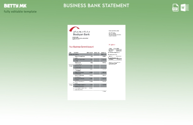 модерен стил на Boubyan Bank Извод од претпријатие за сметка на Word и PDF Шабло